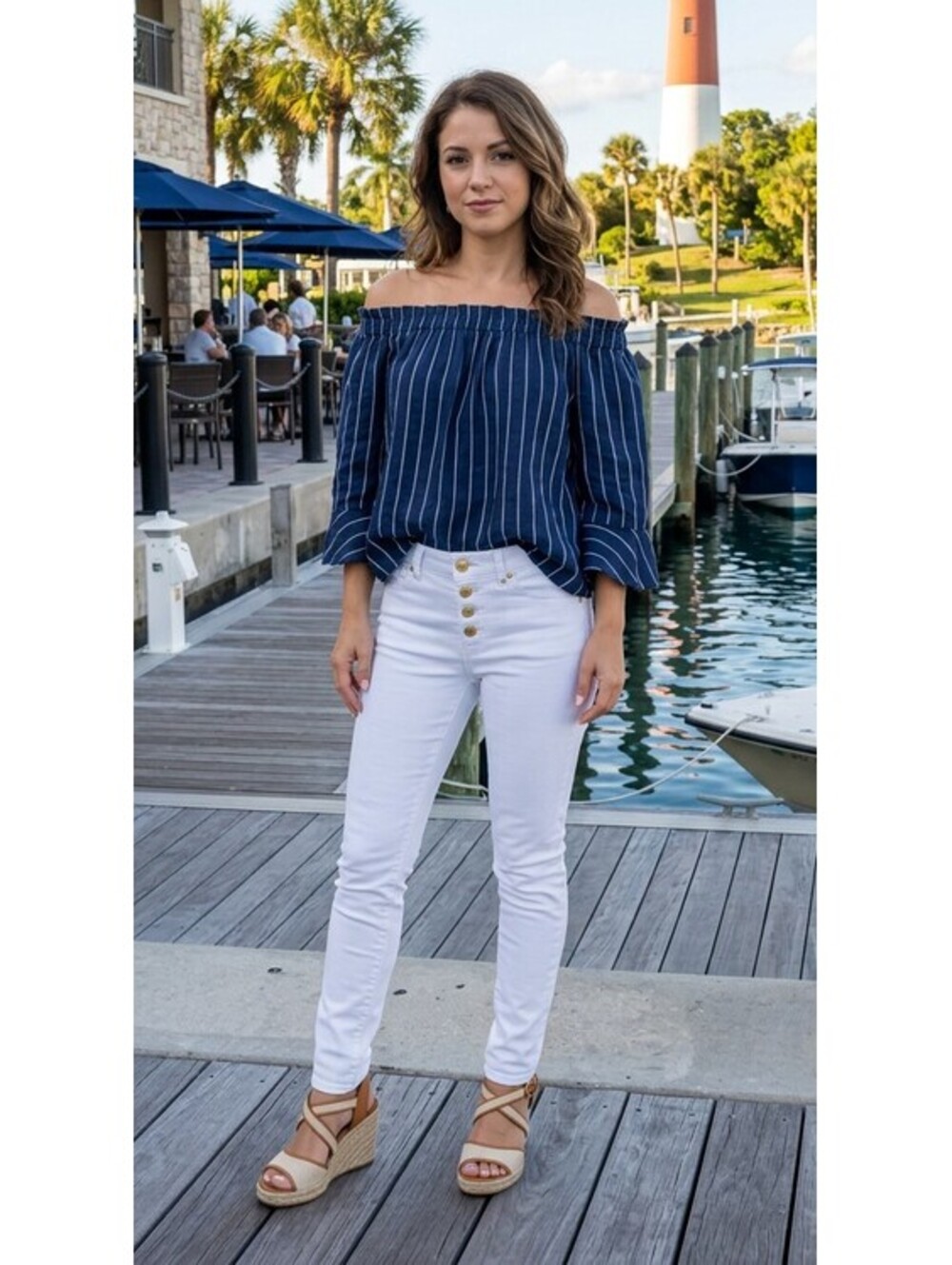 Michael Kors Selma Skinny Jeans Women's 4 White Gold Button Fly Stretch Denim